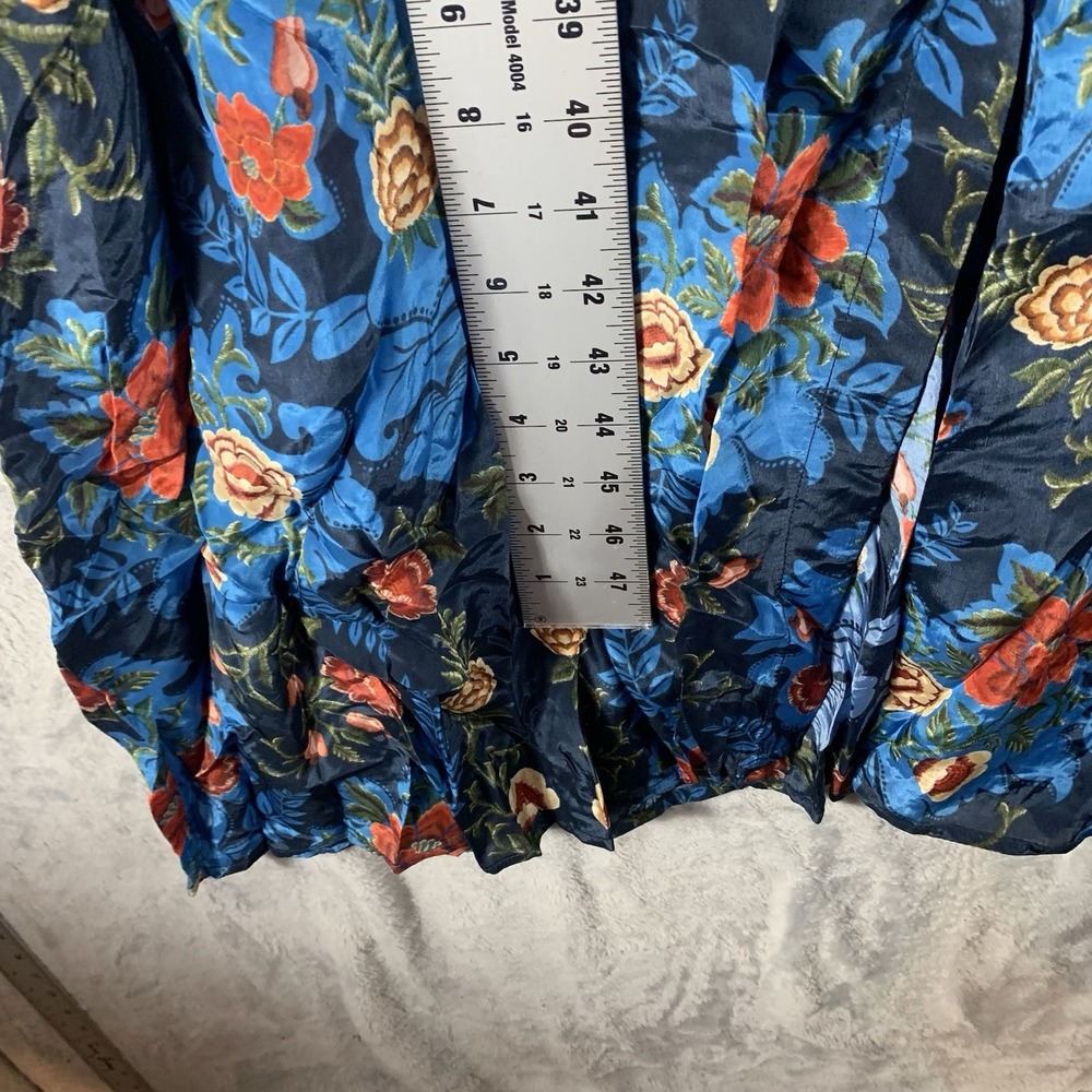 Farm Rio Women's Dress XL Arabesque Floral Blue Maxi Button Shirt‎ 3/4 Sleeve - Picture 14 of 15